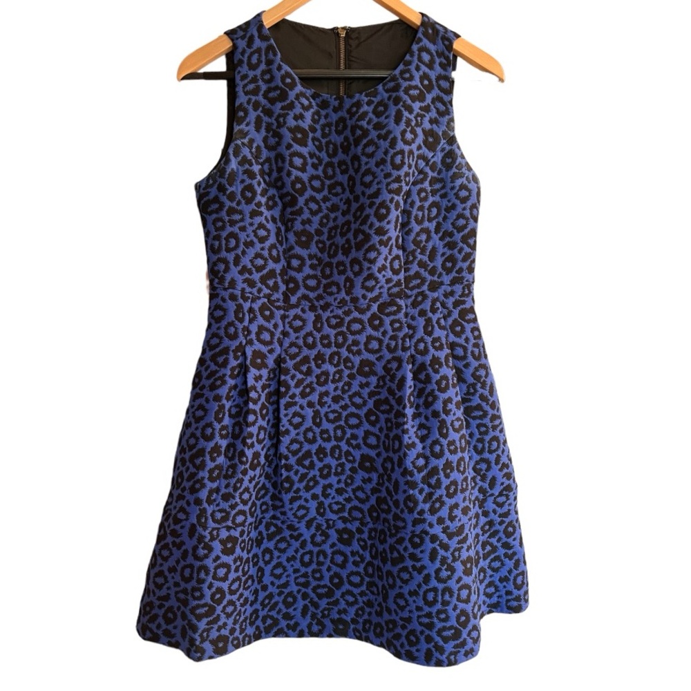 Forever21 Royal Blue and Black Leopard Print Flare Dress Size S